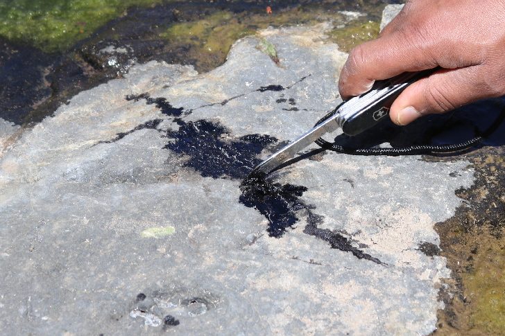 Bitumen seep within the Trap Series, Ethiopia