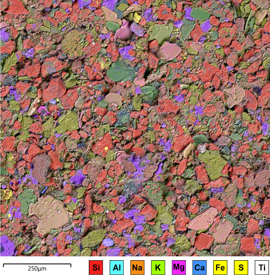 Unity image of Bunter sandstone with scale and key